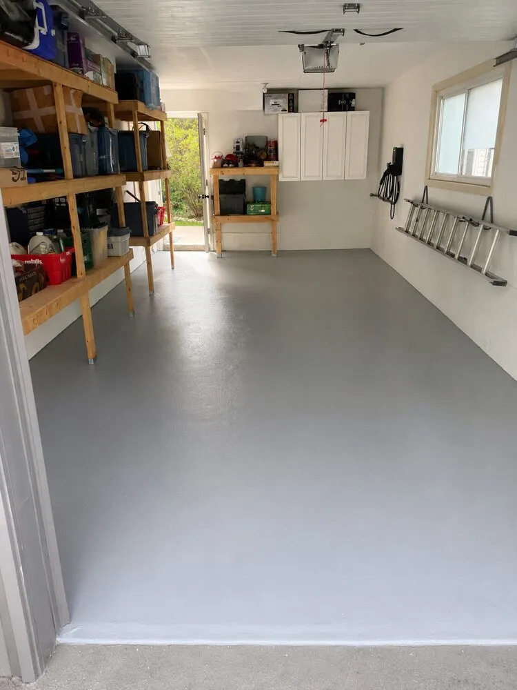 Single-car garage after professional deep clean — cleared floor, clean surfaces, Kitchener, Ontario